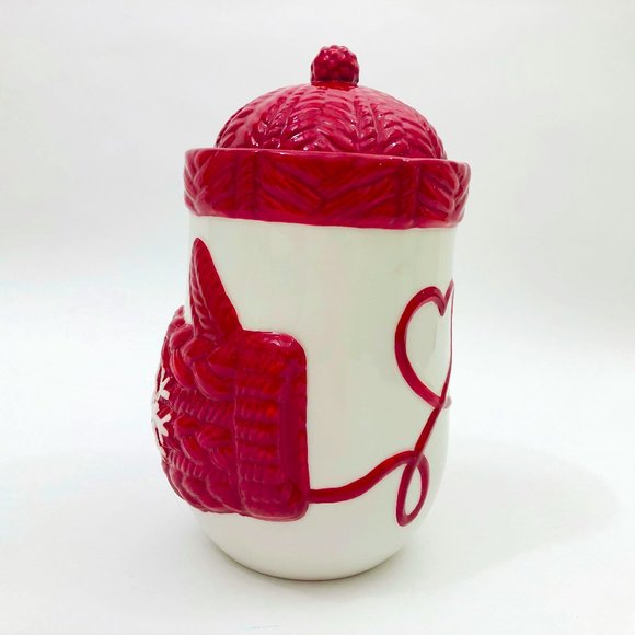 Ceramic Snowman Mitts Treat Jar 9 x 5 inches - Picture 4 of 7